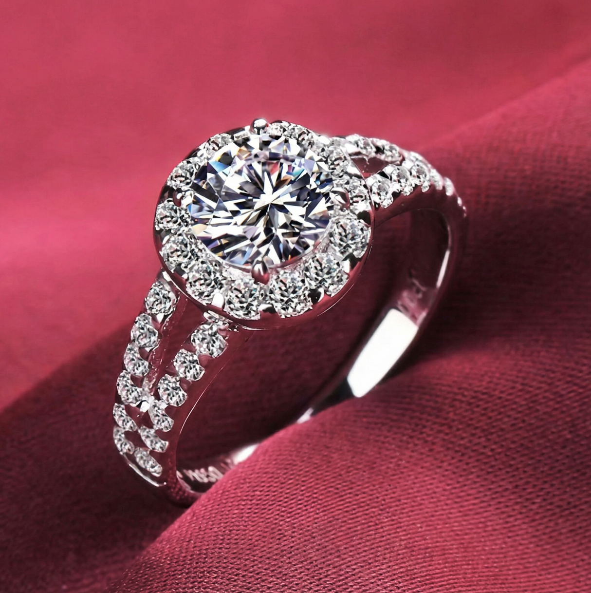 Luxe & Shine — 18K Halo Brilliant Diamond Ring